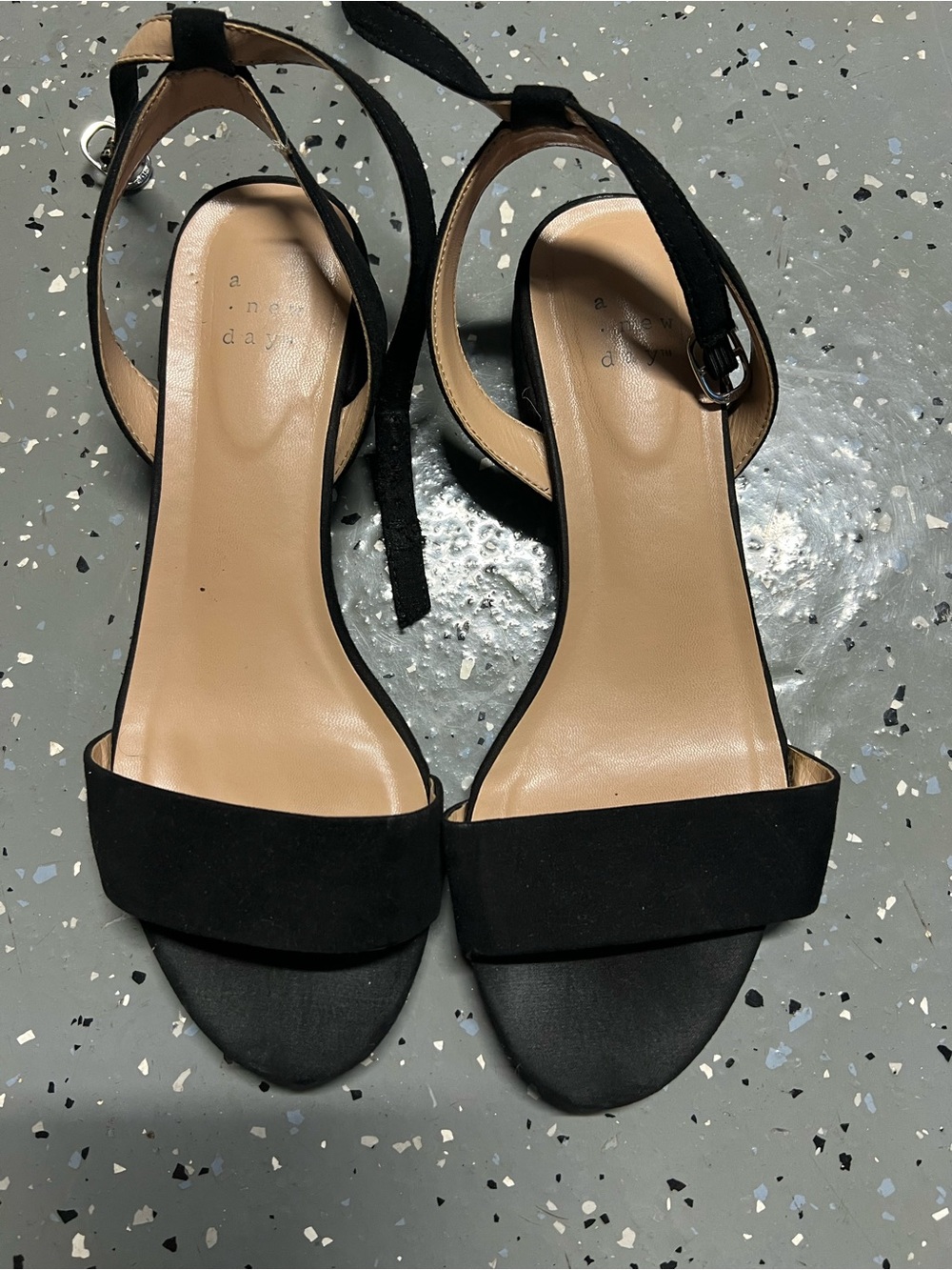 a new day Black Suede Ankle-Tie Heels